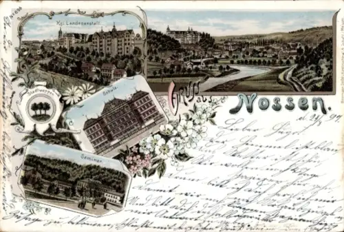 Litho Nossen, Schule, Seminar, Partie am Wasser