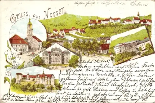 Ak Nossen in Sachsen, Schloss, Schule, Seminar, Kirche