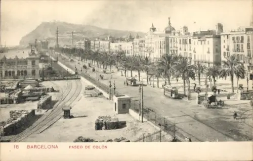 Ak Barcelona Katalonien Spanien, Paseo de Colon