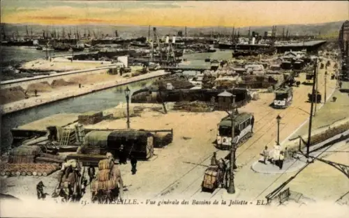 Ak Marseille Bouches du Rhône, Gesamtansicht der Joliette-Becken