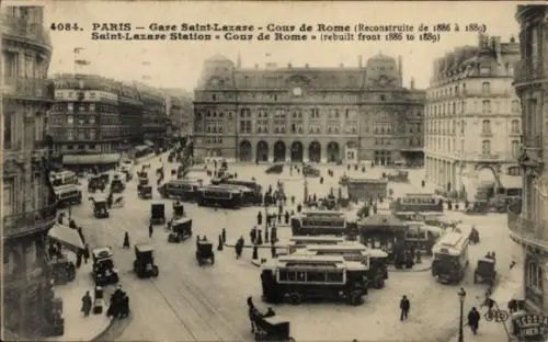 Ak Paris VIII, Gare Saint Lazare, Cour de Rome