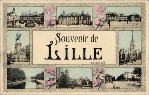 Ak Lille Nord, Souvenir de LILLE, E.C. Edit.  Vignetten mit Stadtansichten