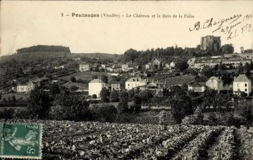 Ak Pouzauges Vendée,  Le Château, Bois de la Folie