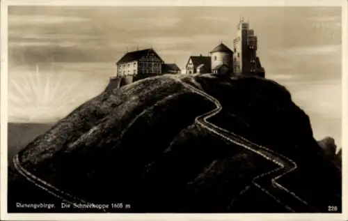 Ak Pec pod Sněžkou Petzer Riesengebirge Reg. Königgrätz, Riesengrundbaude, Riesengebirge, Schneek