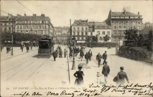 Ak Le Havre Seine Maritime,  Rue de Paris, Hôtel-de-Ville