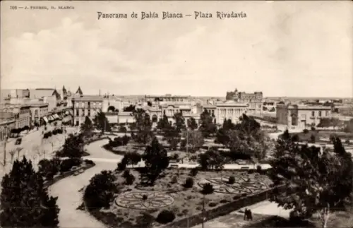 Ak Bahia Blanca Argentinien, Panorama, Plaza Rivadavia