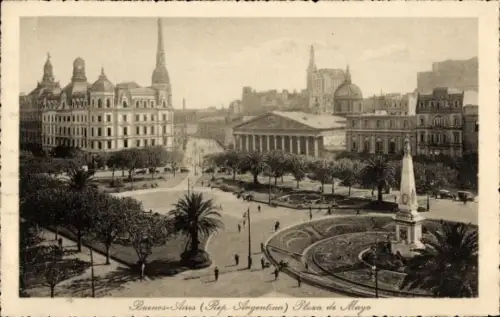 Ak Buenos Aires Argentinien,  Pirámide de Mayo, Catedral Metropolitana