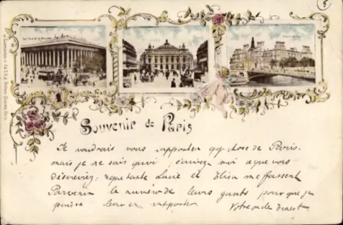 Ak Paris, Gesamtansicht, Brücke, Börse