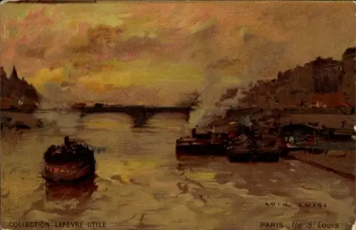 Künstler Ak Loir, Luigi, Paris IV, Pont Louis Philippe, Schiffe auf der Seine