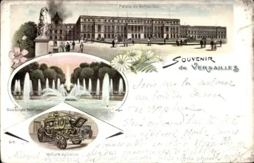 Ak Versailles Yvelines, Blick auf das Palais, Springbrunnen