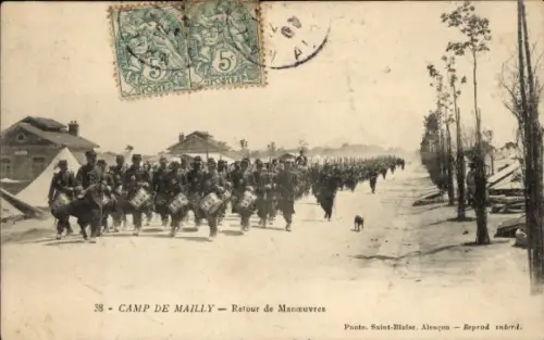 Ak Mailly le Camp Aube, Camp de Mailly, Rückkehr vom Mannöver