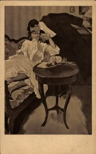 Künstler Ak Ferdinand von Reznicek, Abschied von der Geliebten