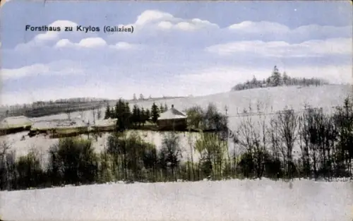 Ak Krylos Galizien Ukraine, Forsthaus im Winter