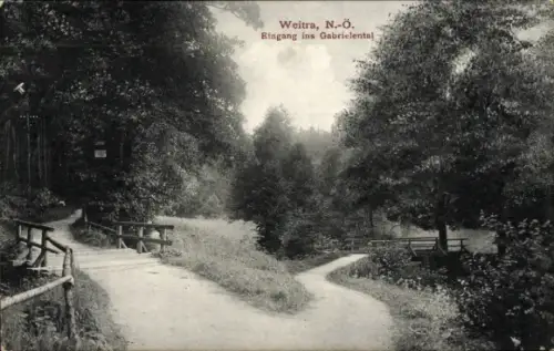 Ak Weitra Niederösterreich, Eingang ins Gabrielental