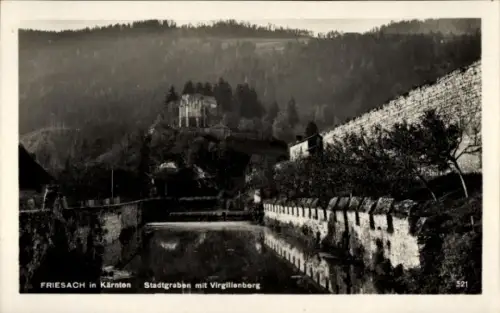 Ak Friesach in Kärnten, Stadtgraben mit Virgilienberg