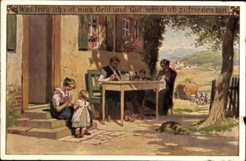 Lied Künstler Ak Hey, Paul, Was frag ich nach viel Geld und Gut, Volksliederkarte Nr. 51