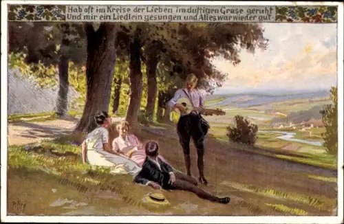 Lied Künstler Ak Hey, Paul, Volksliederkarte 82, Hab oft im Kreise der Lieben