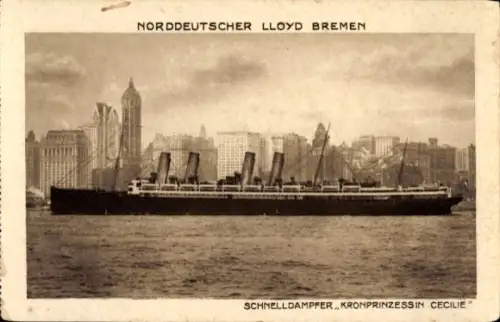 Ak Schnelldampfer Kronprinzessin Cecilie, Norddeutscher Lloyd Bremen NDL