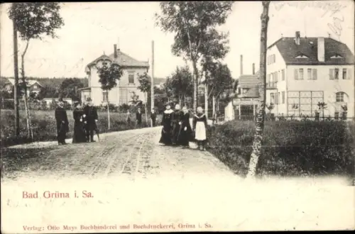 Ak Grüna Chemnitz in Sachsen, Straßenpartie im Ort