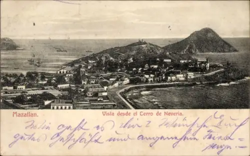 Ak Mazatlán Mexiko,  Vista desde el Cerro de Neveria