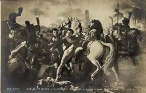 Künstler Ak Gautherot, Napoleon verwundet vor Regensburg, 23. April 1809