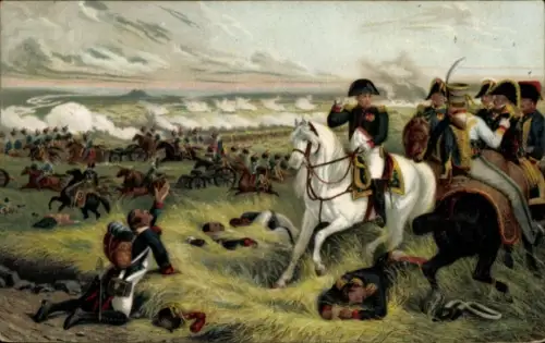 Künstler Ak Bellangé, Hippolyte, Napoleon auf dem Feld, Wagram, Schlacht
