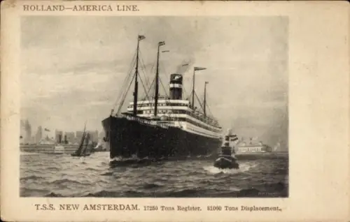 Künstler Ak Pansing, Fred, TSS New Amsterdam, Holland America Line, HAL, Dampfschiff