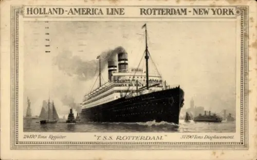 Ak Dampfschiff Rotterdam, Holland America Line HAL
