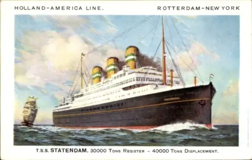 Ak Dampfer SS Statendam, Holland America Line HAL, Rotterdam New York