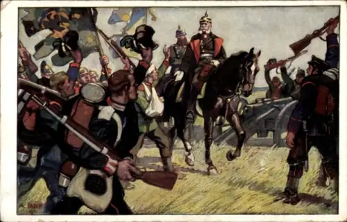 Künstler Ak Jank, Angelo, Kaiser Wilhelm I., Ritt um Sedan 1870