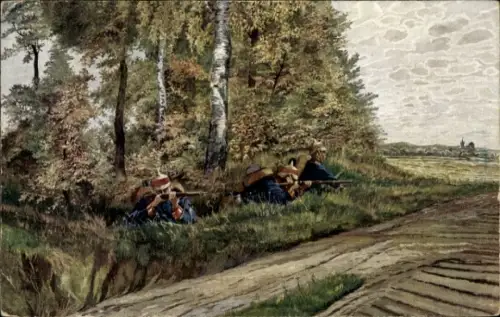 Ak Deutsches Heer, Patrouille in Deckung