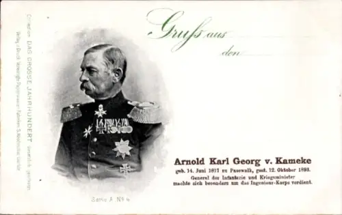 Ak Georg von Kameke, Preußischer General der Infanterie, Portrait