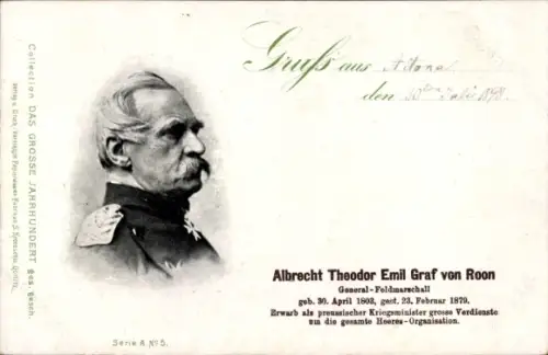 Ak Generalfeldmarschall Albrecht Theodor Emil Graf von Roon