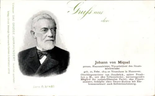 Ak Johann von Miquel, preußischer Finanzminister