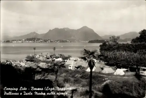 Ak Baveno Lago Maggiore Piemonte Italien, Camping Lido,  Pallanza, Isola Madre