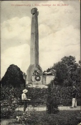 Ak Wissembourg Weissenburg Weißenburg Elsass Bas Rhin, Denkmal der III. Armee