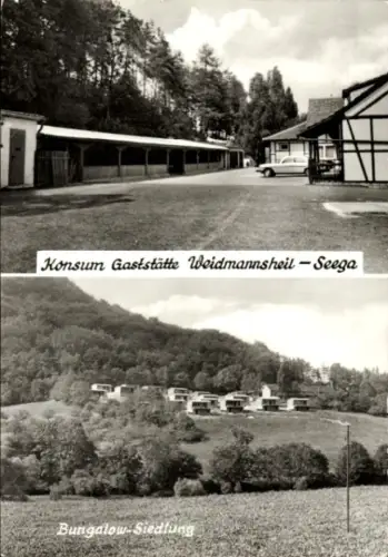 Ak Seega Kyffhäuserland in Thüringen, Konsum Gaststätte Weidmannsheil -  Bungalow-Siedlung