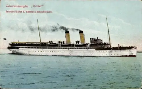 Ak Turbinendampfer Kaiser, Seebäderdienst der Hamburg Amerika Linie