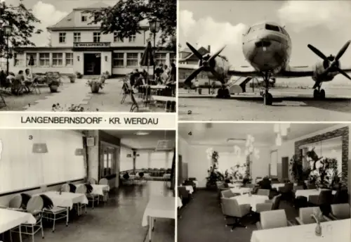 Ak Langenbernsdorf Kr. Werdau, Waldperle, Gaststätte, Passagierflugzeug