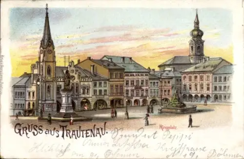 Litho Trutnov Trautenau Riesengebirge Region Königgrätz, Ringplatz
