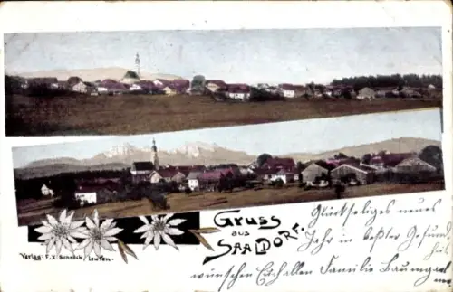 Ak Saaldorf Surheim in Oberbayern, Panorama, Gesamtansicht, Edelweiß