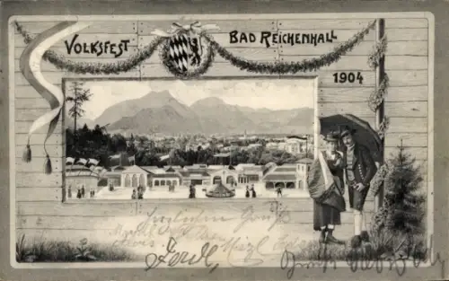 Ak Bad Reichenhall in Oberbayern, Panorama, Volksfest 1904