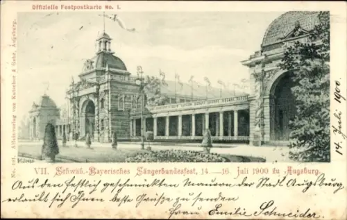 Ganzsachen Ak  Augsburg, VII. Schwäb.-Bayerisches Sängerbundesfest 1900, PP 15 C 34/02