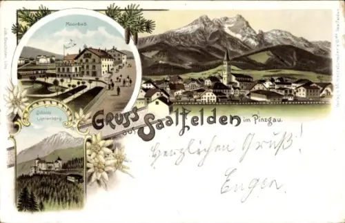 Litho Saalfelden am Steinernen Meer in Salzburg, Moorbad, Schloss Lichtenberg