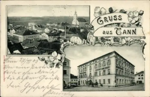 Ak Tann in Niederbayern, Gesamtansicht, Gasthof zur Post