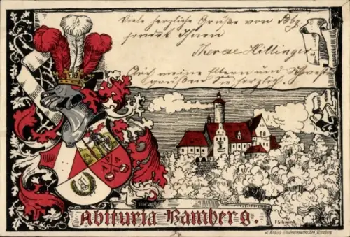 Studentika Künstler Ak Bamberg in Oberfranken, Abituria, Wappen