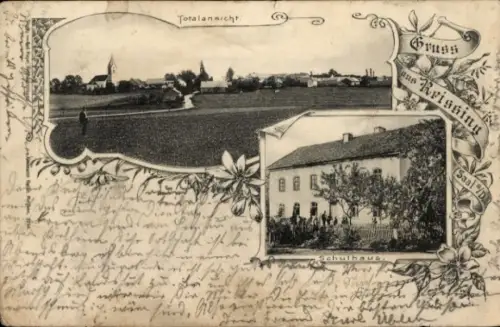 Passepartout Ak Reißing Reissing Saal an der Donau, Gesamtansicht, Schulhaus