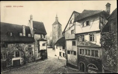 Ak Lindau am Bodensee Schwaben, Altstadt, Ortspartie