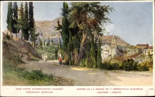 Ak Gastouri Korfu Griechenland, Avenue de la Source de l'Impératrice Elisabeth
