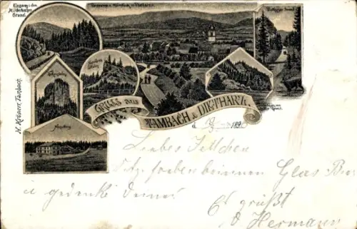 Vorläufer Litho Tambach Dietharz, Nesselberg, Falkenstein, 1895